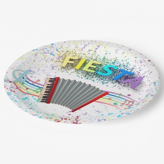 Assiettes En Carton Fiesta Accordion Danser Anniversaire (Angle)