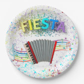Assiettes En Carton Fiesta Accordion Danser Anniversaire (Devant)