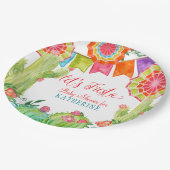 Assiettes En Carton Fiesta Cactus Baby shower Fille Pennant Papier (Angle)