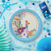 Assiettes En Carton FIESTA Cactus Llama Fleurs Folkart bleu personnali (Fête)