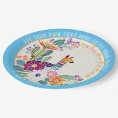 Assiettes En Carton FIESTA Cactus Llama Fleurs Folkart bleu personnali (Angle)