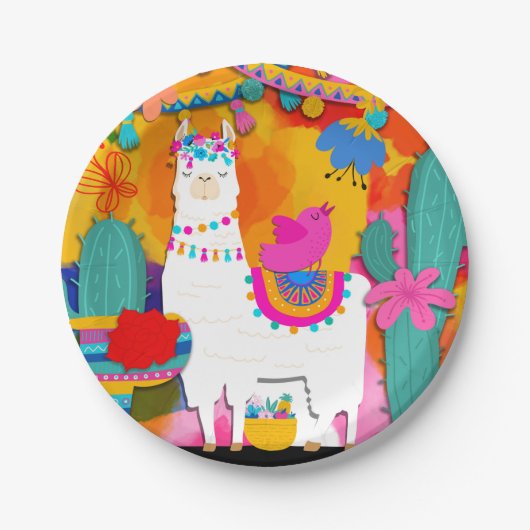 Assiettes En Carton Fiesta Llama Cinco De Mayo Fête d'anniversaire (Devant)