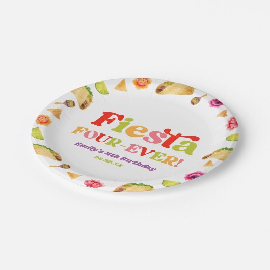 Assiettes En Carton Fiesta Quatre Ever Taco 4ème Anniversaire (Angle)