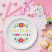 Assiettes En Carton Fiesta Quinceañera mexicaine colorée (Fête)