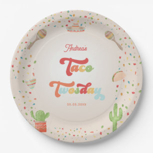 Assiettes En Carton Fiesta Super colorée 2e anniversaire Taco Twosday