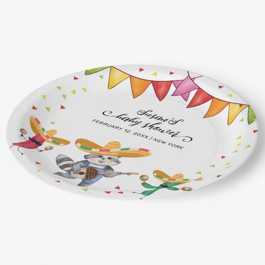 Assiettes En Carton Fiesta Taco 'Bout A Baby Cactus Baby shower animal (Angle)