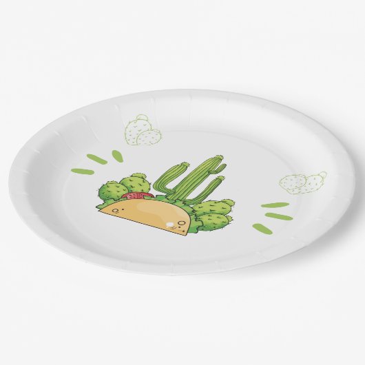 Assiettes En Carton Fiesta Taco Cactus (Angle)