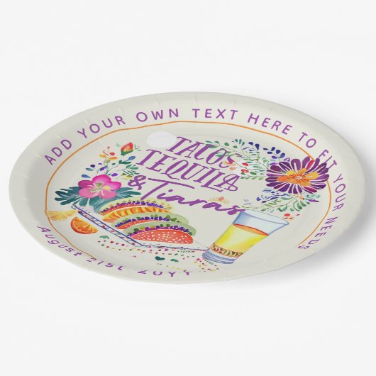 Assiettes En Carton FIESTA Tacos Tequila et Tiaras (Angle)