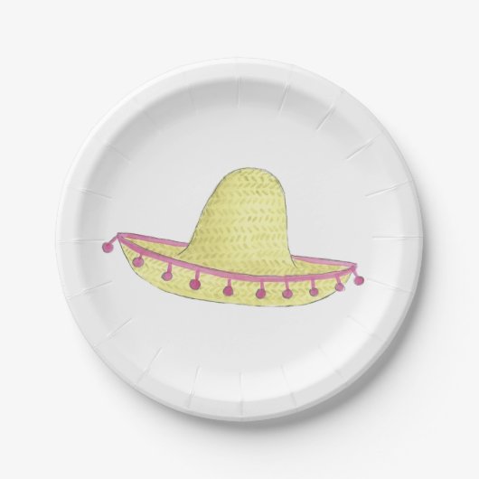 Assiettes En Carton Fiesta vert rose Sombrero personnalisé (Devant)