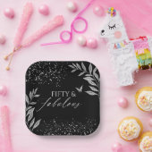 Assiettes En Carton Fifty & Fabulous Black Glam 50th bithday (Fête)