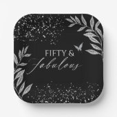 Assiettes En Carton Fifty & Fabulous Black Glam 50th bithday (Recto)