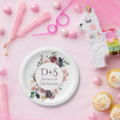 Assiettes En Carton Figues florissantes | Moody Rustic Monogram Wreath (Fête)