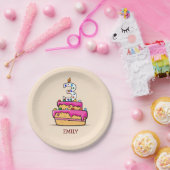 Assiettes En Carton Fille 3e anniversaire, 3 sur Gâteau rose doux (Fête)