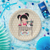 Assiettes En Carton Fille à coudre (Fête)