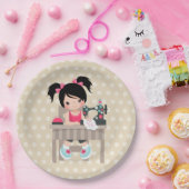 Assiettes En Carton Fille à coudre (Fête)