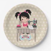 Assiettes En Carton Fille à coudre (Devant)