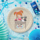 Assiettes En Carton Fille à coudre (Fête)