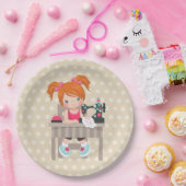Assiettes En Carton Fille à coudre (Fête)