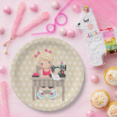 Assiettes En Carton Fille à coudre (Fête)