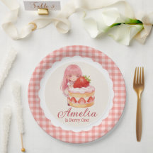 Fille à l'aquarelle sucrée à la fraise 1er anniver
