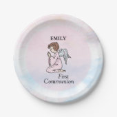 Assiettes En Carton Fille, Ange de la première communion (Devant)