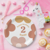 Assiettes En Carton Fille Anniversaire des marguerites Retro tendance (Fête)