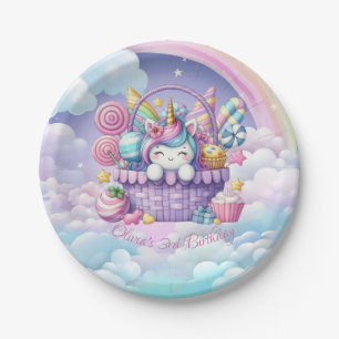 Assiettes En Carton Fille Anniversaire Moment Magique Licorne Arc-en-c