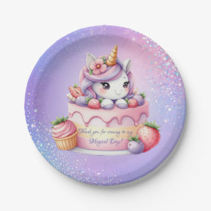 Assiettes En Carton Fille Anniversaire Moment Magique Licorne Arc-en-C