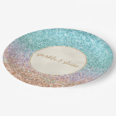 Assiettes En Carton Fille Aqua Peach Gold Purple Mint Parties scintill (Angle)