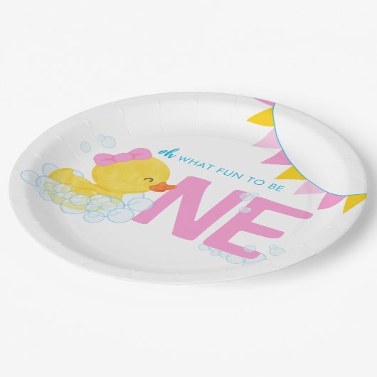 Assiettes En Carton Fille Aquarelle Caoutchouc Un 1er anniversaire (Angle)