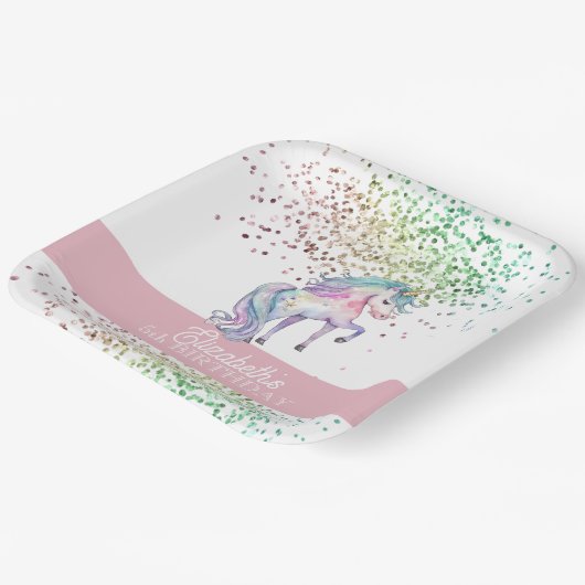 Assiettes En Carton Fille arc-en-ciel Parties scintillant magique Unic (Angulaire)