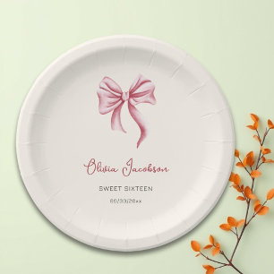 Assiettes En Carton Fille Arc-en-ciel Rose Anniversaire Sweet Sixteen