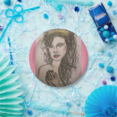 Assiettes En Carton fille aux cheveux de ruche priant (Fête)