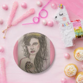 Assiettes En Carton fille aux cheveux de ruche priant (Fête)