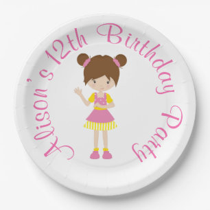 Assiettes En Carton Fille aux cheveux roux Sunshine et Lemonade