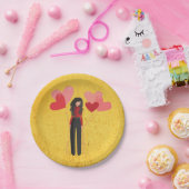 Assiettes En Carton Fille avec ballons géant (Fête)