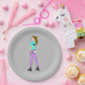 Assiettes En Carton fille avec une queue de lapin (Fête)