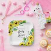 Assiettes En Carton Fille Baby shower Boho Tournesols | Pap Eucalyptus (Fête)
