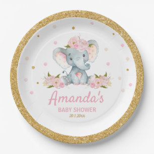 Assiettes En Carton Fille Baby shower florale floue