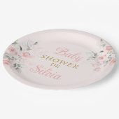Assiettes En Carton Fille Baby shower rose (Angle)