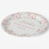 Assiettes En Carton Fille Baby shower rose (Angle)