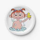 Assiettes En Carton Fille Bath Time Amusant avec canard en caoutchouc (Devant)