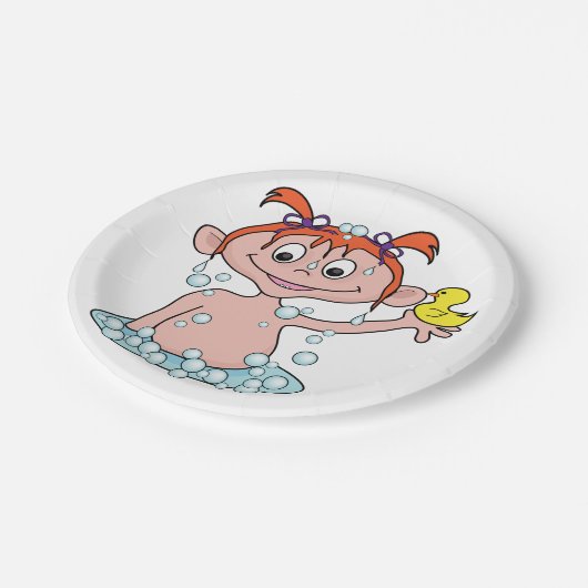 Assiettes En Carton Fille Bath Time Amusant avec canard en caoutchouc (Angle)