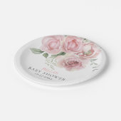 Assiettes En Carton Fille bébé en fleur Plaques de Baby shower (Angle)