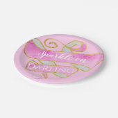 Assiettes En Carton Fille Blush Parties scintillant Or Rose Étinceler, (Angle)