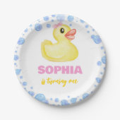 Assiettes En Carton Fille canard en caoutchouc Baby shower d'anniversa (Devant)