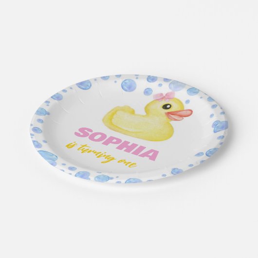 Assiettes En Carton Fille canard en caoutchouc Baby shower d'anniversa (Angle)