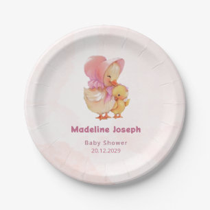 Assiettes En Carton Fille Caneton Aquarelle Rose Baby Shower