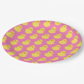 Assiettes En Carton fille caoutchouc canard BABY SHOWER rose (Angle)