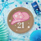 Assiettes En Carton Fille Casquette occidentale moderne Fille rose 21e (Fête)